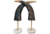 vintage 1980s resin horns of lucite bases