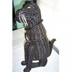 vintage black cat figural wicker purse