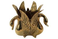 vintage brass swan cachepot