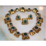 vintage buccellati emerald diamond jewelry set