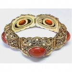 vintage chinese silver filigree carnelian bracelet