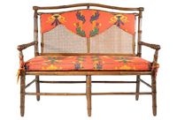 vintage english cane-backed bamboo settee