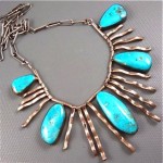 vintage herman vandever sterling turquoise necklace