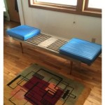 vintage mid-century slat bench