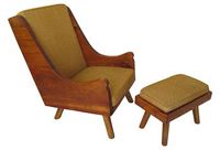 vintage modern rustic lounge chair and ottoman