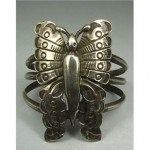 vintage navajo stamped silver butterfly bracelet