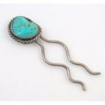 vintage navajo turquoise sterling hair pin