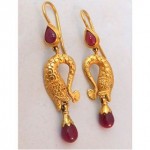 vintage pair 18k ruby drop earrings