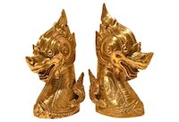 vintage pair brass thai dragon bookends