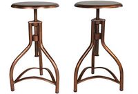 vintage pair copper screw stools