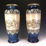 vintage pair hannah barlow for royal doulton stoneware vases