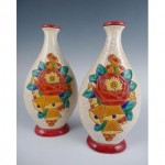 vintage pair longwy pottery vases