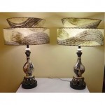 vintage pair mid-century ceramic lamps