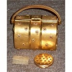 vintage rodo metal evening bag with compact