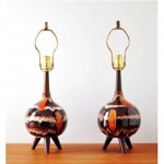 vintage set mid-century ceramic lamps