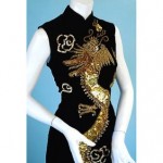 vintage velvet sequin dragon dress