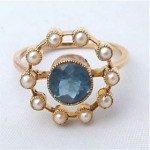 vintage victorian art nouveau gem stone pearl ring