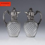 antique 1890s century pair german solid silver glass claret jugs