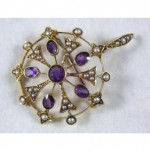 antique 1895 amethyst seed pearl pednant