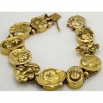 antique 1900s 14k gold cameo slider bracelet