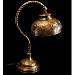 antique 1910s brass gemstone lamp