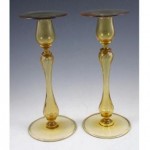 antique sinclaire blown art glass candlesticks