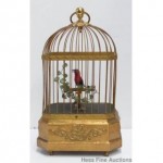 antique singing caged bird automaton