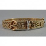 vintage 14k diamond buckle bracleet