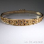 vintage 14k jeweled bangle bracelet