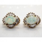 vintage 14k opal white sapphire earrings