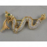 vintage 18k diamond dragon brooch