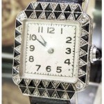 vintage 1920s platinum diamond onyx watch