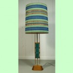 vintage 1960s teak enamel lamp