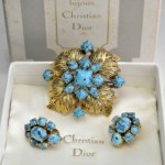 vintage 1963 christian dior brooch and earring set