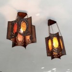 vintage 1970s pair french asymmetric brutalist lamps