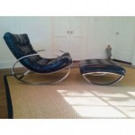 vintage 1970s renato zevi chrome rocking chair and ottoman