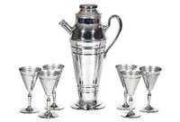 vintage art deco chrome cocktail set