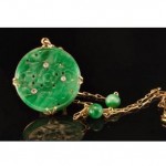 vintage chinese carved jade diamond necklace