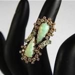 vintage mid-century 18k diamond opal cocktail ring