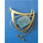 vintage mid-century opal pendant brooch