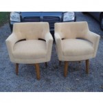 vintage pair edward wormley dunbar swivel lounge chairs