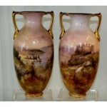 vintage pair hand painted royal doulton vases