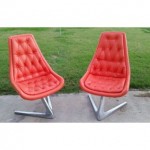 vintage pair mid-century chromcraft chairs