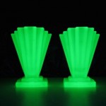 vintage pair uranium glass vases