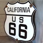 vintage route 66 porcelain road sign