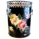 vintage tole trash can