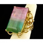 vintage toni cavelti watermelon tourmaline 18k ring