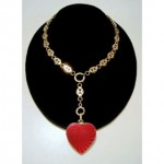 vintage victorian book chain heart necklace