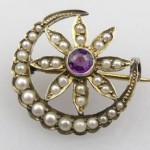 vintage victorian seed pearl amethyst brooch