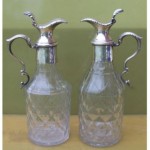 antique 1770s sterling glass oil and vinegar bottles